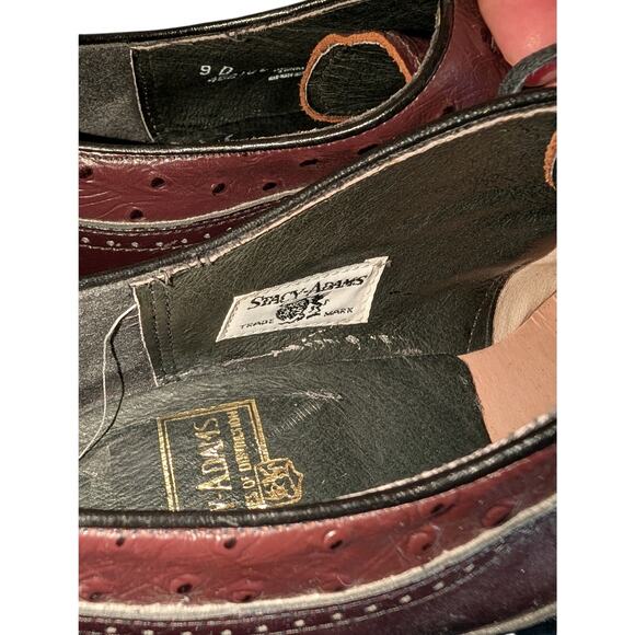 Stacy Adams Dayton Burgundy Ostrich Print Leather Wingtip Oxford Size 9D - Picture 5 of 6